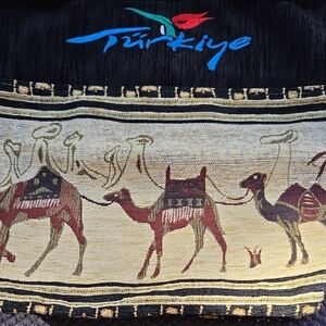 Camel Tapestry Shoulder Bag with Türkiye Logo
